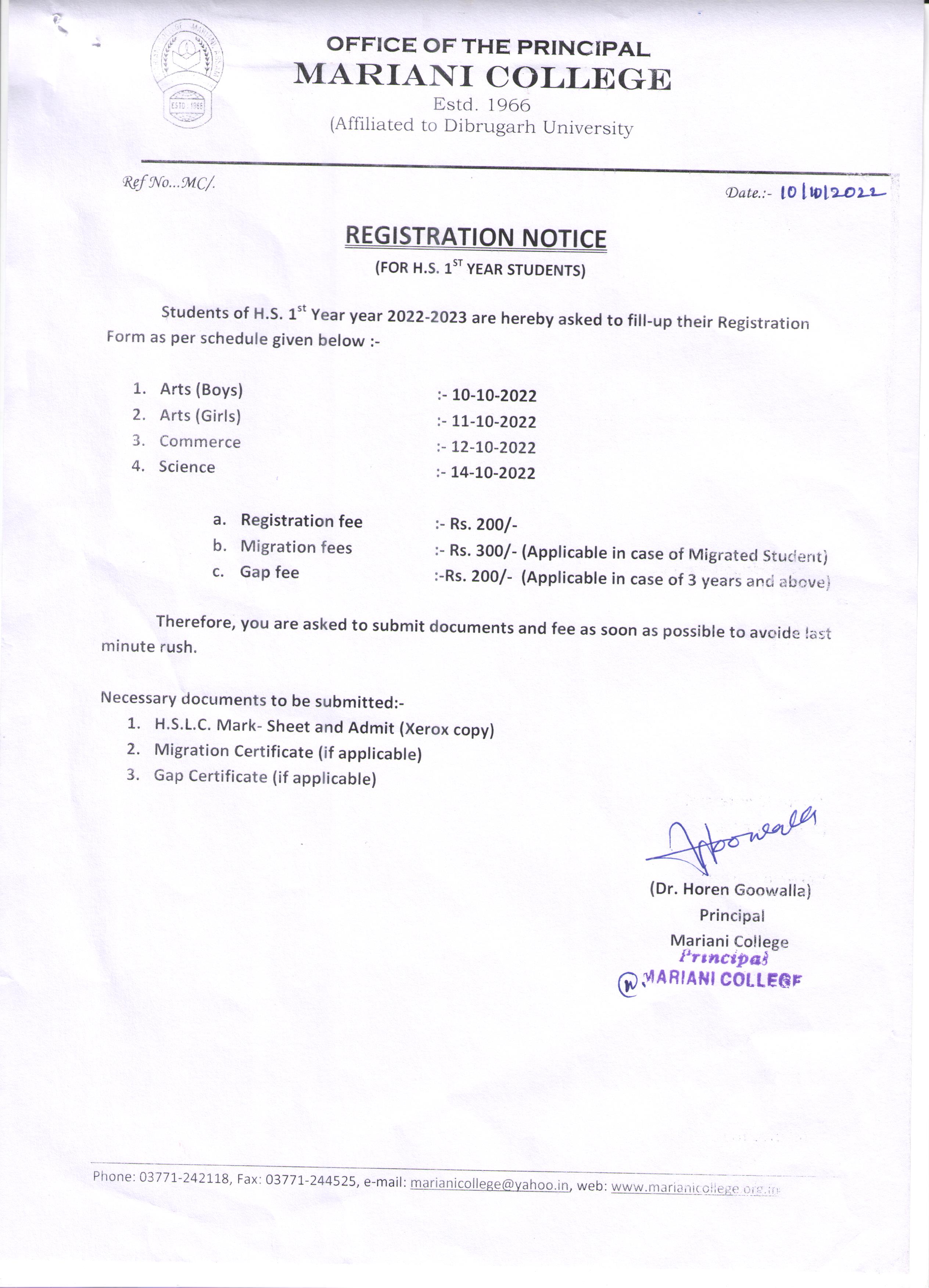 Exam Notice 001