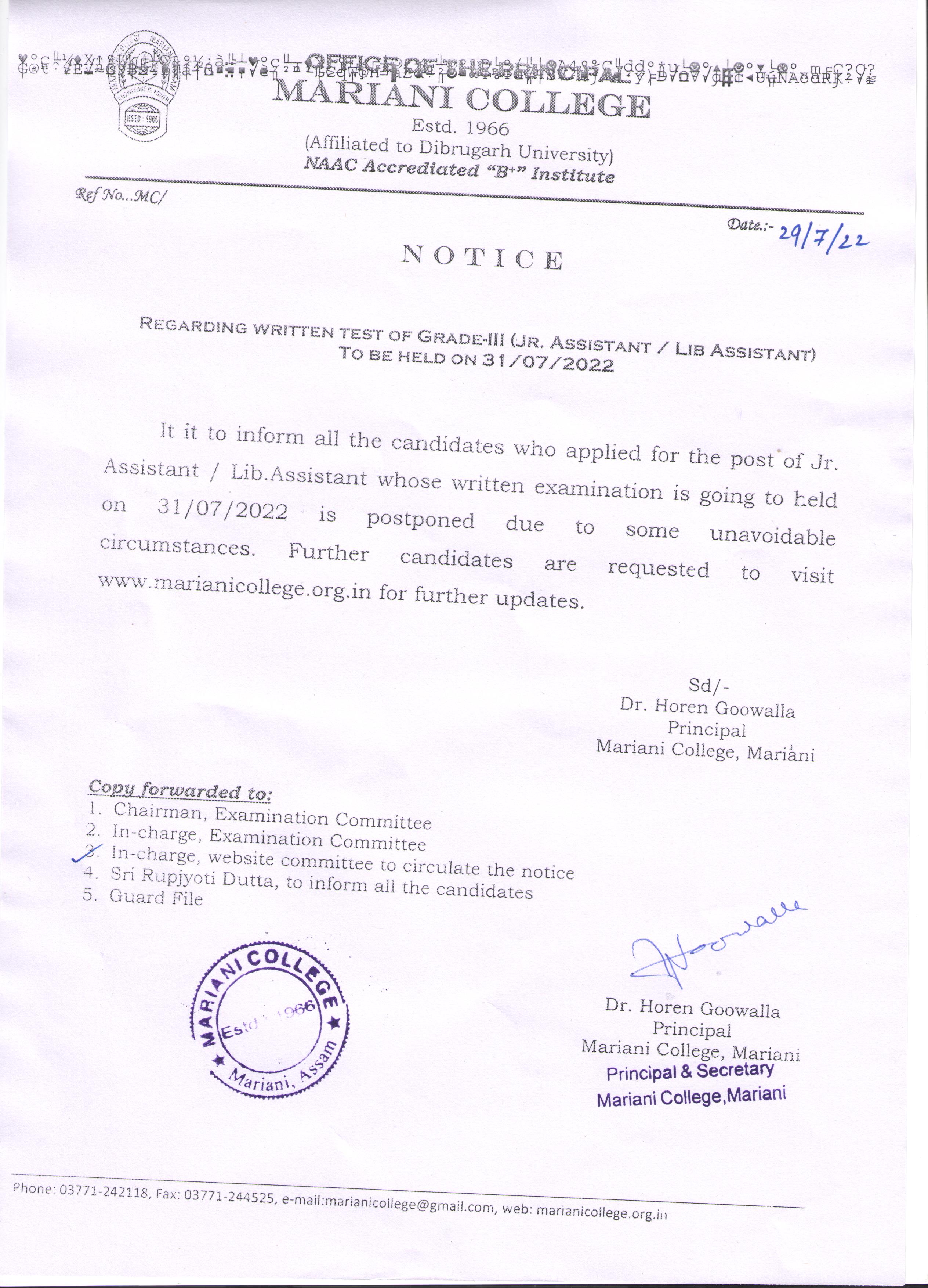 Notice 27 07 2022